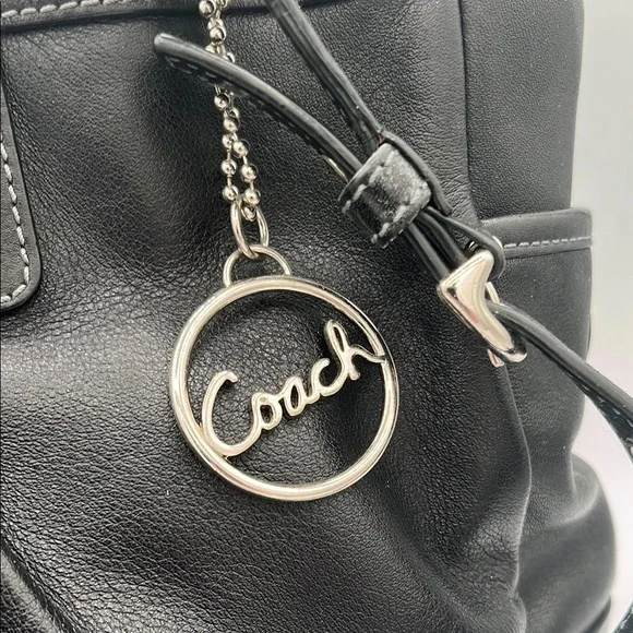 Coach Black Leather Shoulder Bag with Silver Hardware - Picture 2 of 9